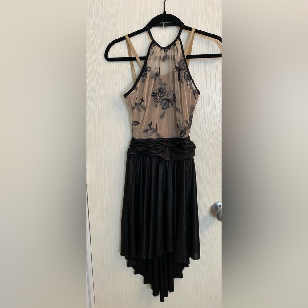 Curtain Call Tan with Black Flowers and Skirt Lyrical Costume